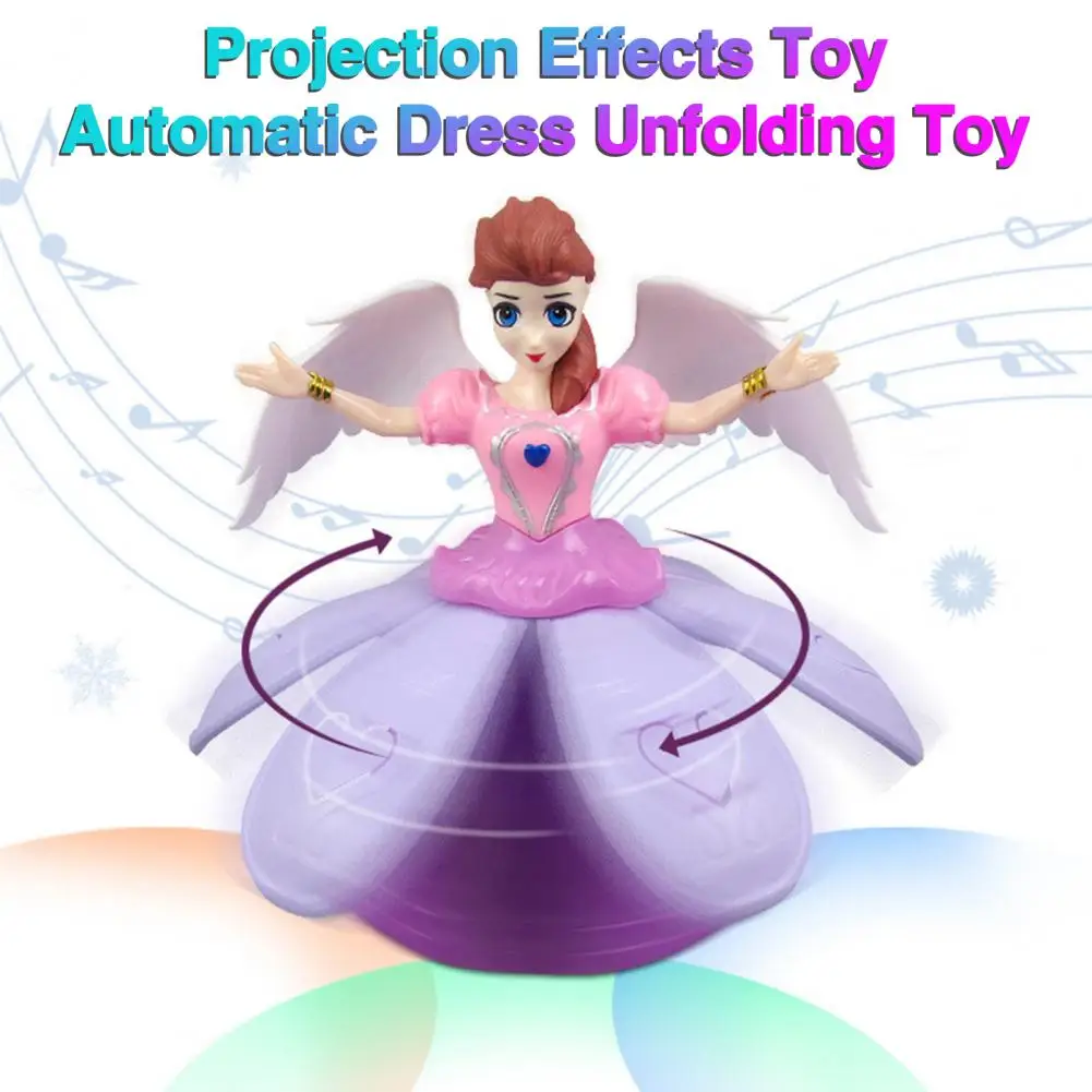 Electric Dancing Doll for Kids Electric Dancing Princess Robot with Projection Lighting Auto-unfolding Dress for Kids