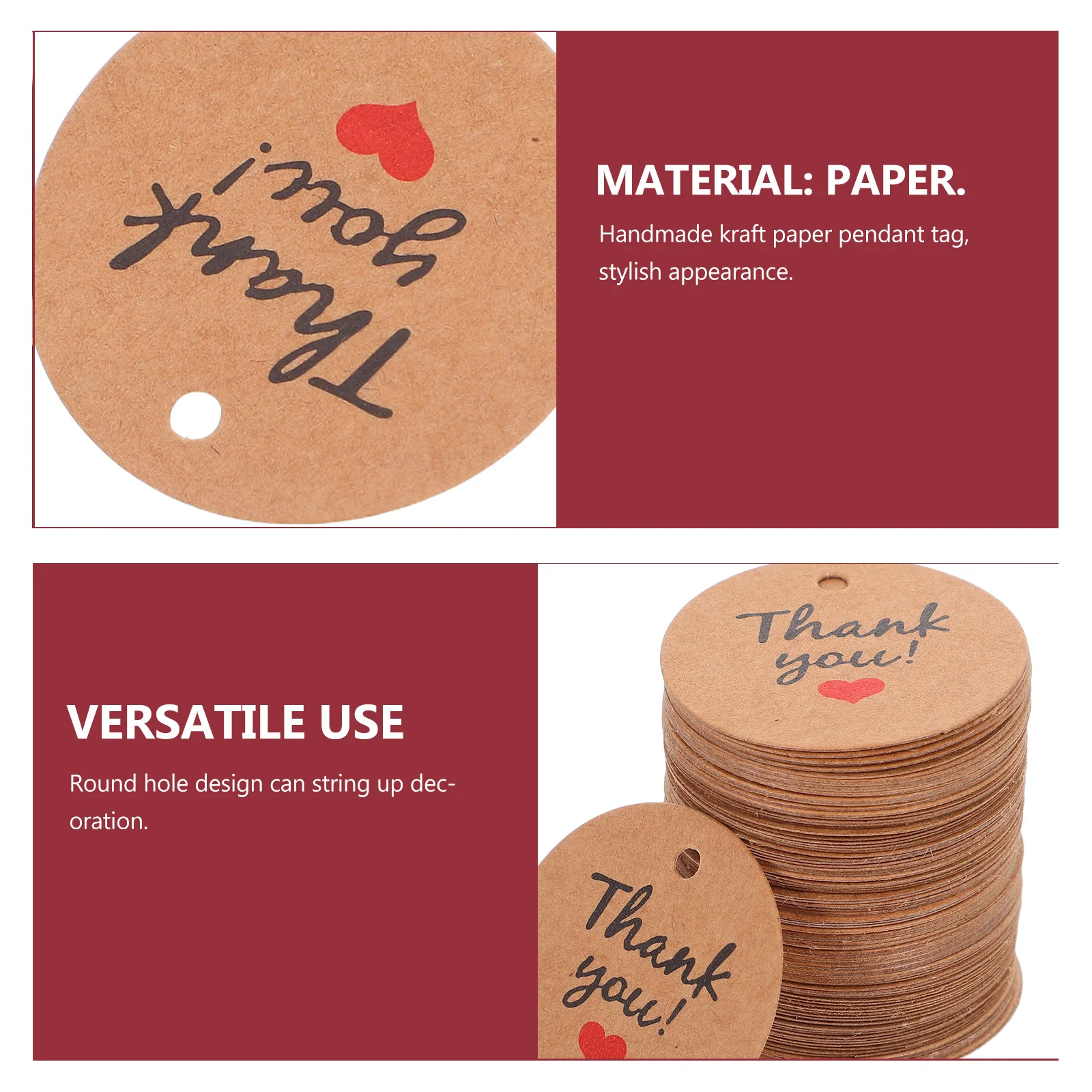 100 قطعة العلامات المعلقة كرافت ورقة ثقب دائري اليدوية خمر الزفاف لصالح تسميات ريفي شكرا لك علامات هدايا لحفلة عيد ميلاد #6