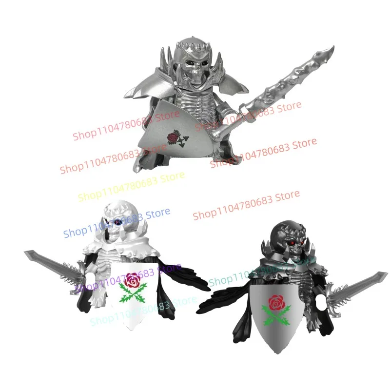 

MOC Building Blocks Mini Figure Silver Knight War Horse Assembly Model Ornament Anime TV Character Toy Holiday Gift Collection