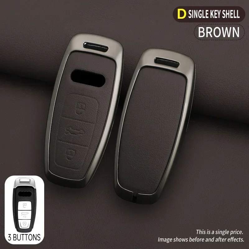 

Zinc Alloy Car Remote Key Case Cover Shell Fob For Audi A3 A4 B9 A6 A7 4K A8 E-tron Q5 Q8 C8 D5 SQ8 Protector Keychain