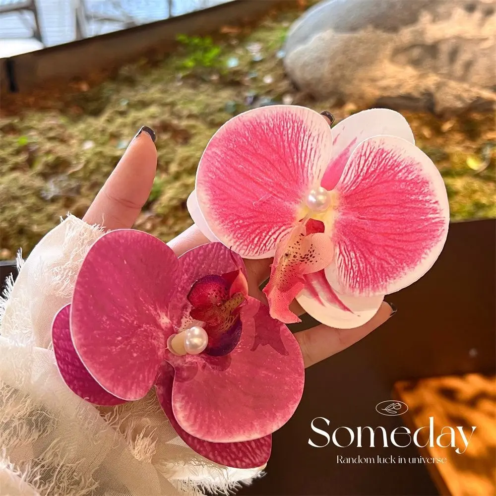 Cloth Flower Hair Clip Butterfly Orchid Pearl Orchid Flower Hairpin Bohemian Style Female Hair Accessories Girl Hair Clip Women