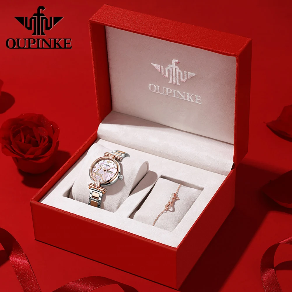 

OUPINKE 3180 женские часы Элитный бренд автоматические механические водонепроницаемые часы из нержавеющей стали для женщин подарочная коробка высокое качество
