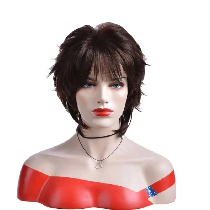 Hair New Fashion Charm Women's Dark Brown Wavy Full Wigs 12 In
