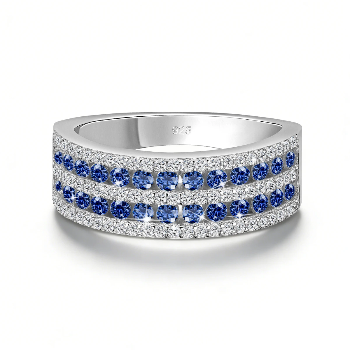 925 Sterling Silver Blue Corundum Moissanite Ring for Women Wedding Band Luxury Promise Ring for Engagement Anniversary Jewelry