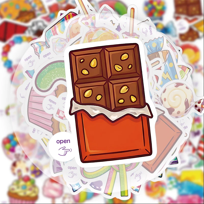 50 bunte und süße Candy-Graffiti-Aufkleber, geeignet für Wasserflaschen, Laptops, Handydekorationen, Koffer, Skateboards, Gitarren, Geschenkboxen, Partydekorationen, Weihnachtsgeschenke