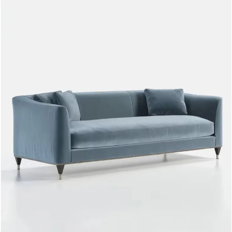 Modern Simple Design Three Seat Velvet Sofa Square Shape for Home Hotel or Apartment Living Room Furniture