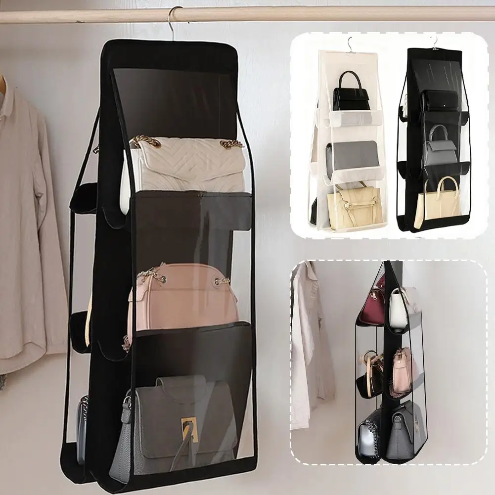 

Подвесной органайзер для сумок, подвесная вешалка для сумок в шкаф, органайзер для хранения сумок из ткани Оксфорд, вешалка для сумок в гардеробную