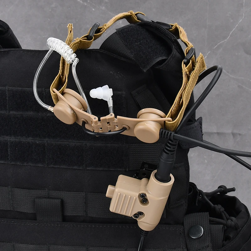 WADSN Tactical Earphone w/Throat Mic Headset 7.0 NATO Plug with push-to-talk PTT for Kenwood BAOFENG UV-5R UV-5X UV-82 view 4