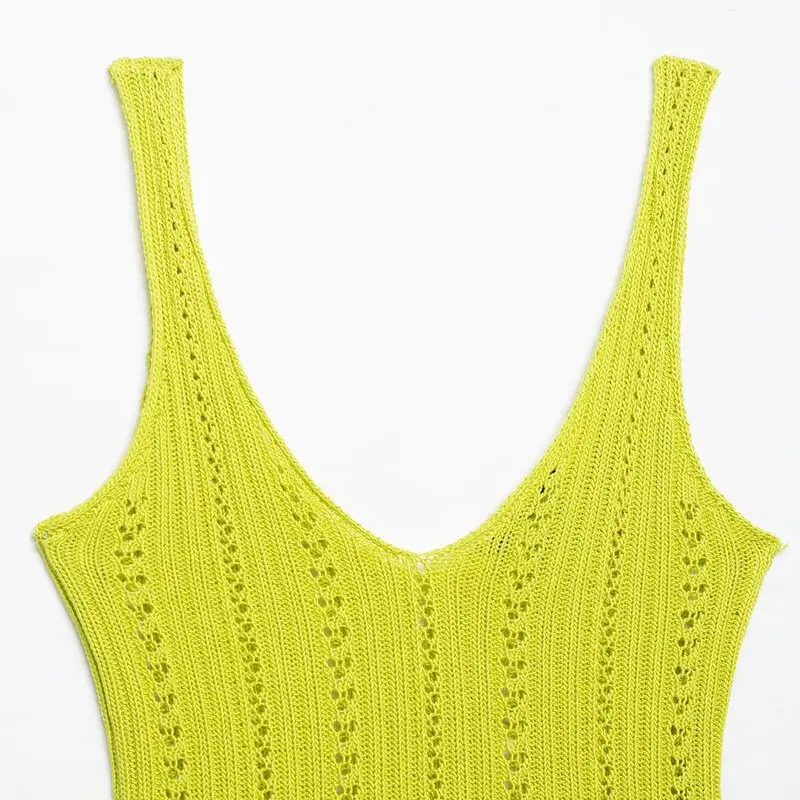 Nowa damska dzianina na lato 2025, warstwowa, zdobiona haftem, sweter z włókna akrylowego, idealny do pracy.