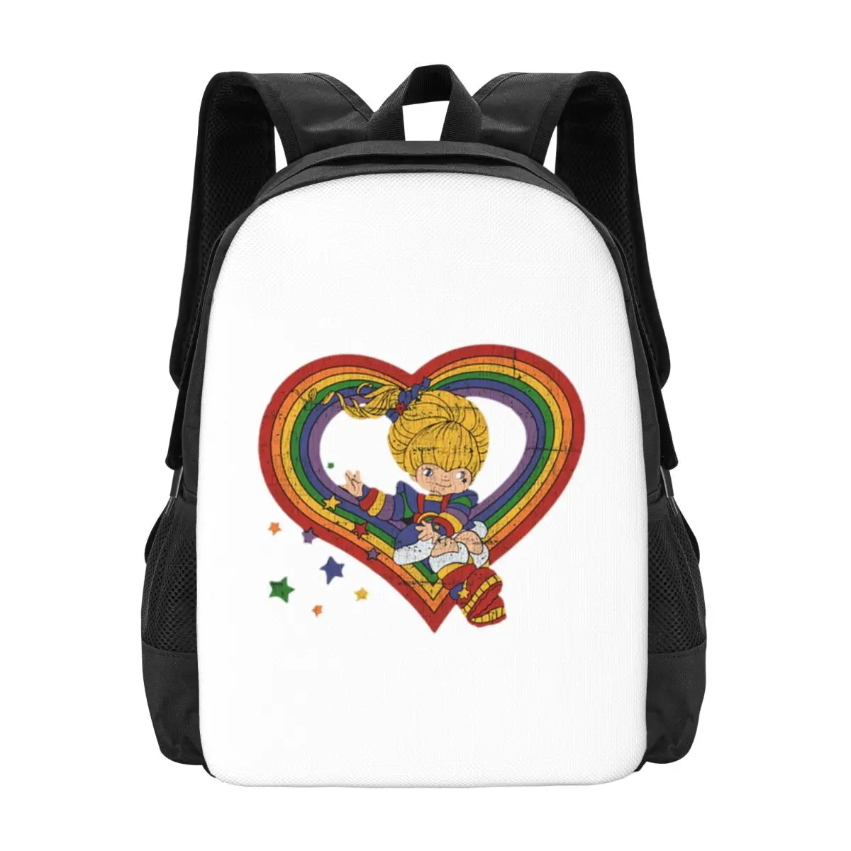 

Рюкзак Rainbow Brite с радужным сердечком, горячая распродажа, вместительный рюкзак для книг, школьная сумка, сумки через плечо для мужчин и женщин
