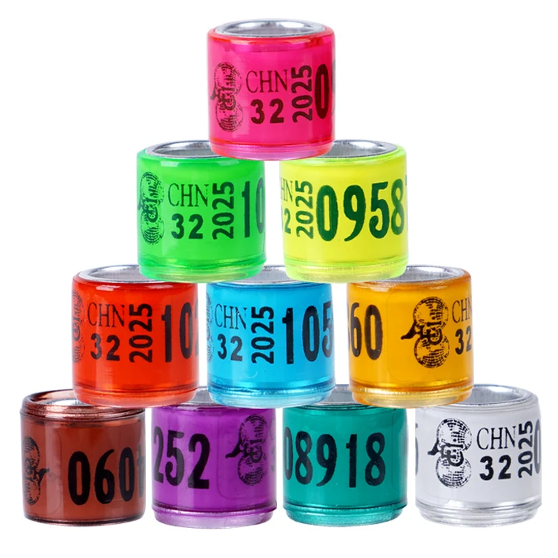 50 قطعة حلقات ساق الحمام الببغاء خواتم القدم الطيور الساق خواتم الحيوانات الأليفة مشبك من البلاستيك حلقة تحديد أدوات مع رسالة رقم