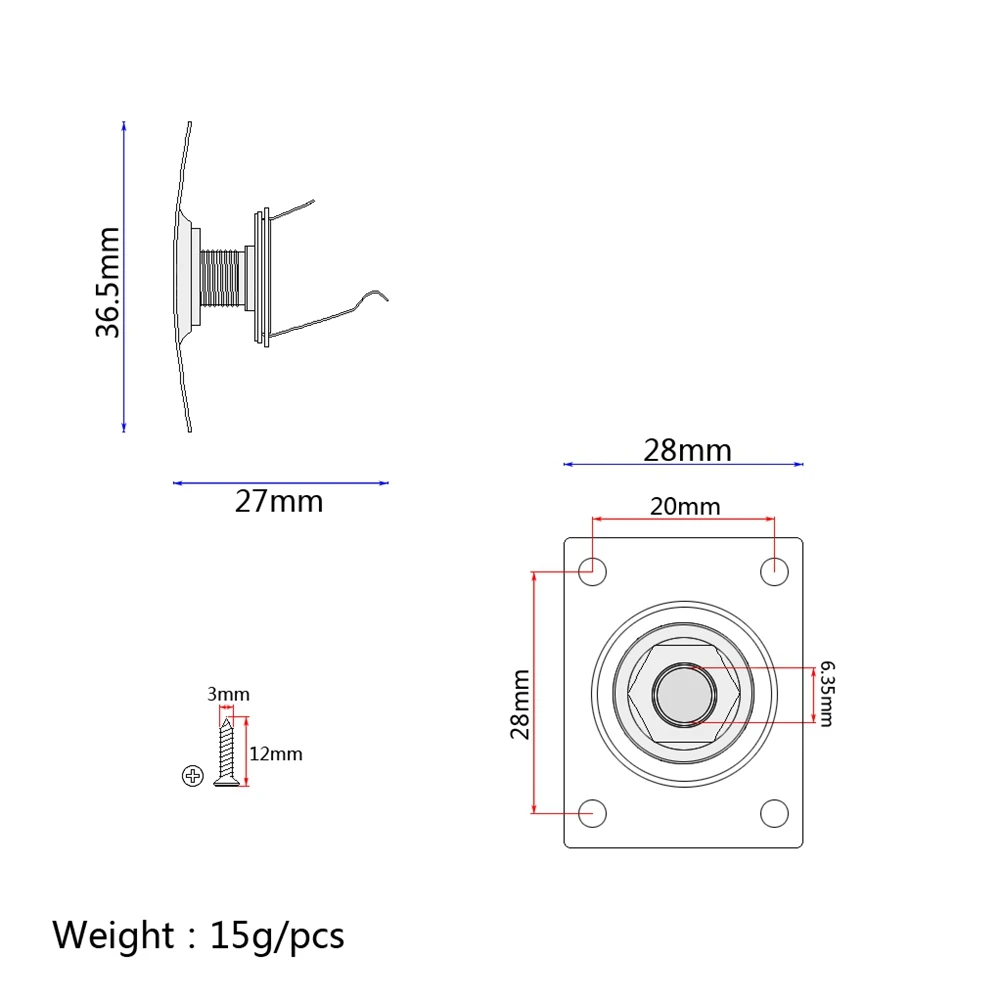 

1/4 Inch 6.35mm Guitar Jack Plate Socket Copper Guitar Pickup Output Jack Plug with Jack Plate Screws for Electric Guitar Bass (