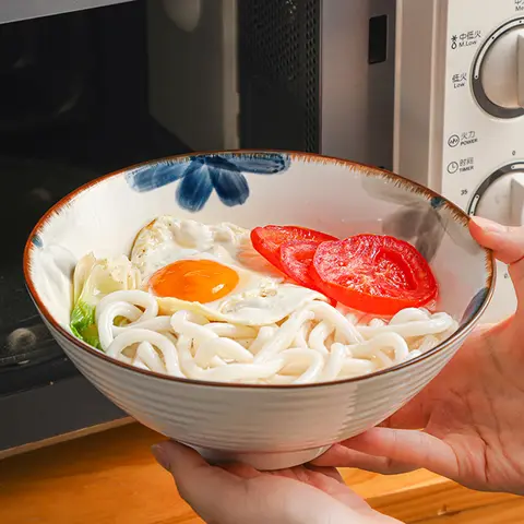 언더글레이즈 일본 라멘 그릇, 가정용 세라믹 수프 그릇, 손으로 그린 대형 모자 그릇, 국수 그릇 식기