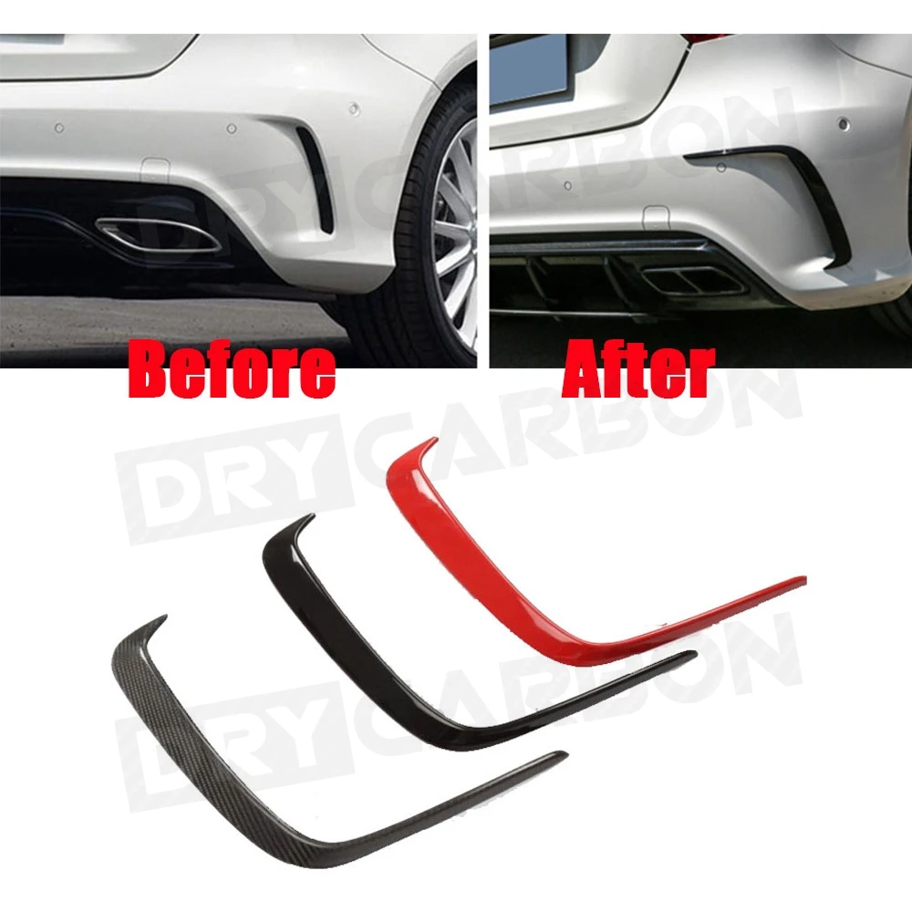 For W176 Carbon Fiber Side Rear Bumper Spoiler Vent Cover Trim for Benz A Class A200 A260 A45 AMG 2014-2017 Not standard 2pcs