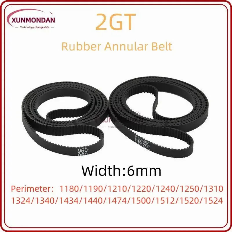 

Xunmondan 2GT/GT2 Timing Belt 1180/1190/1210/1220/1240/1250/1310/1324/1340/1434/1440/1474/1500/1512/1520/1524mm Belt Width 6mm