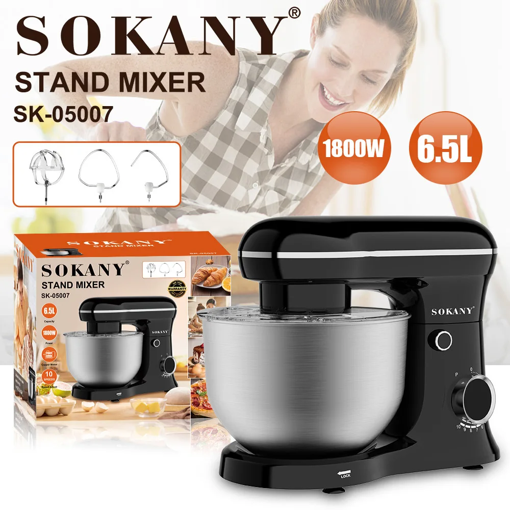 Houselin Stand Mixer, 7 Speed Stand Mixer with 6.5 L Stainless Steel Mixing Bowl, Dough Hook and Mixer Mixer, Black