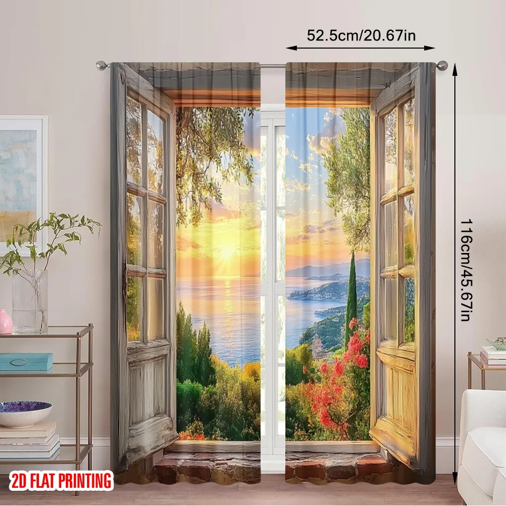 2pcs 2D flat printing Curtain Abstract female facial art Fabric Without Electricity All Season Party & Holiday Decor for Indoor