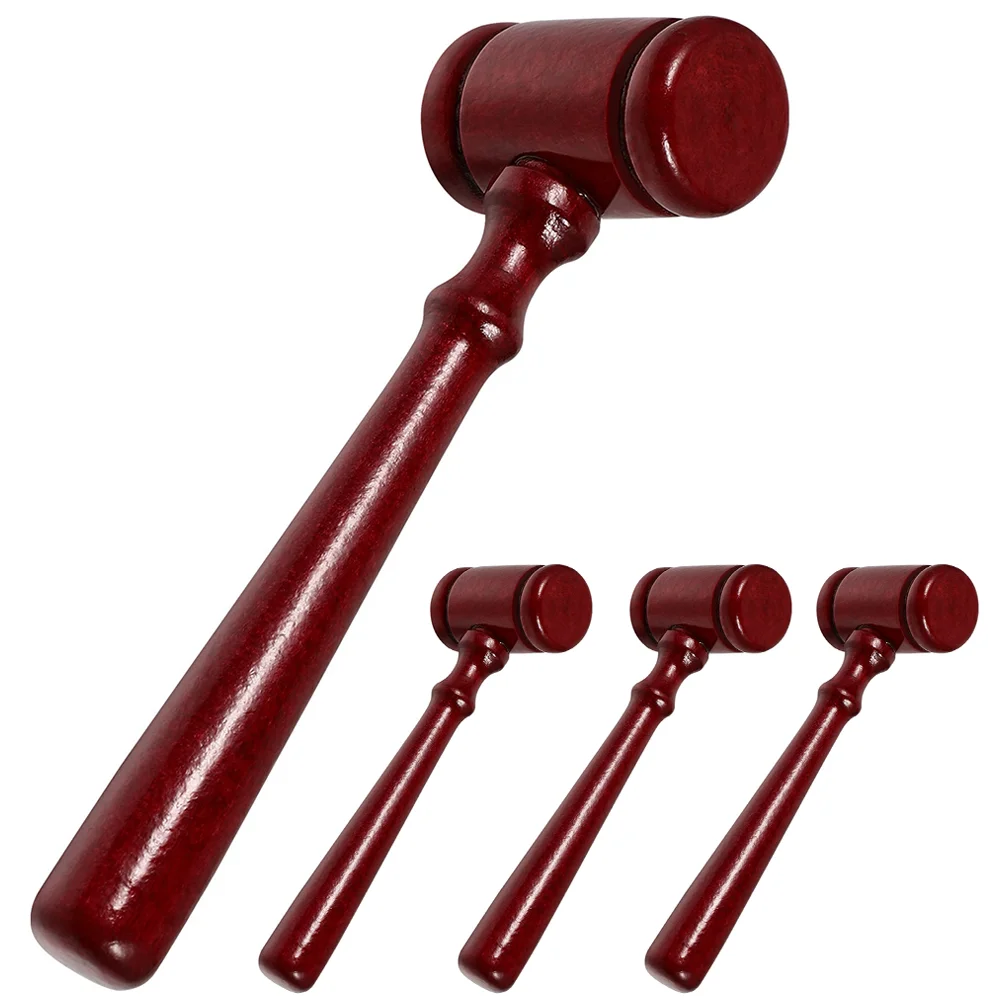 4 Pcs Judge Hammer The Gift Children Wooden Plaything Set Small Gavel Toy Tool Crafts Educational