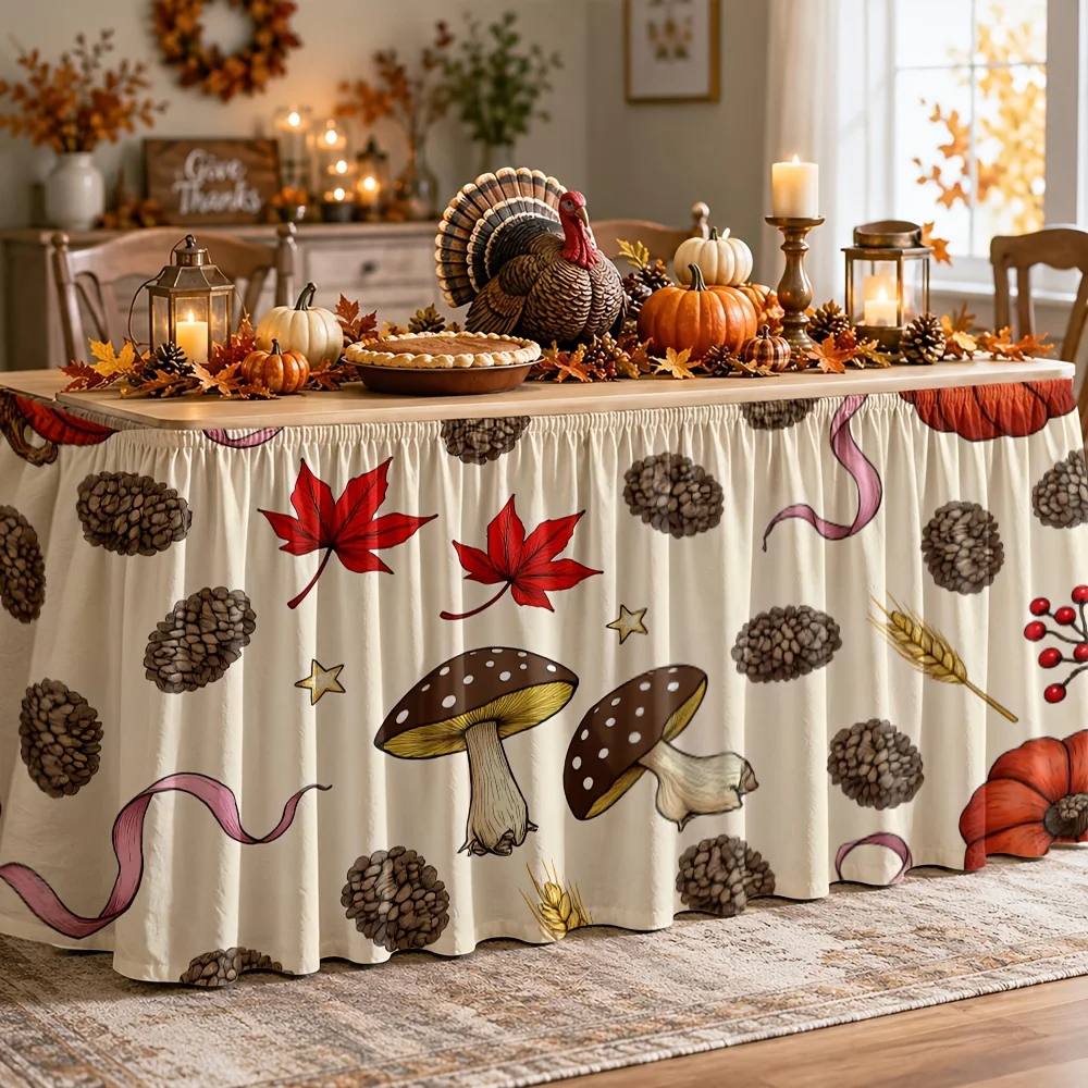 1 piece of tablecloth. Autumn Harvest Tablecloth. Printed polyester. Rural plants with wild imagination. Comfortable farmhouse.