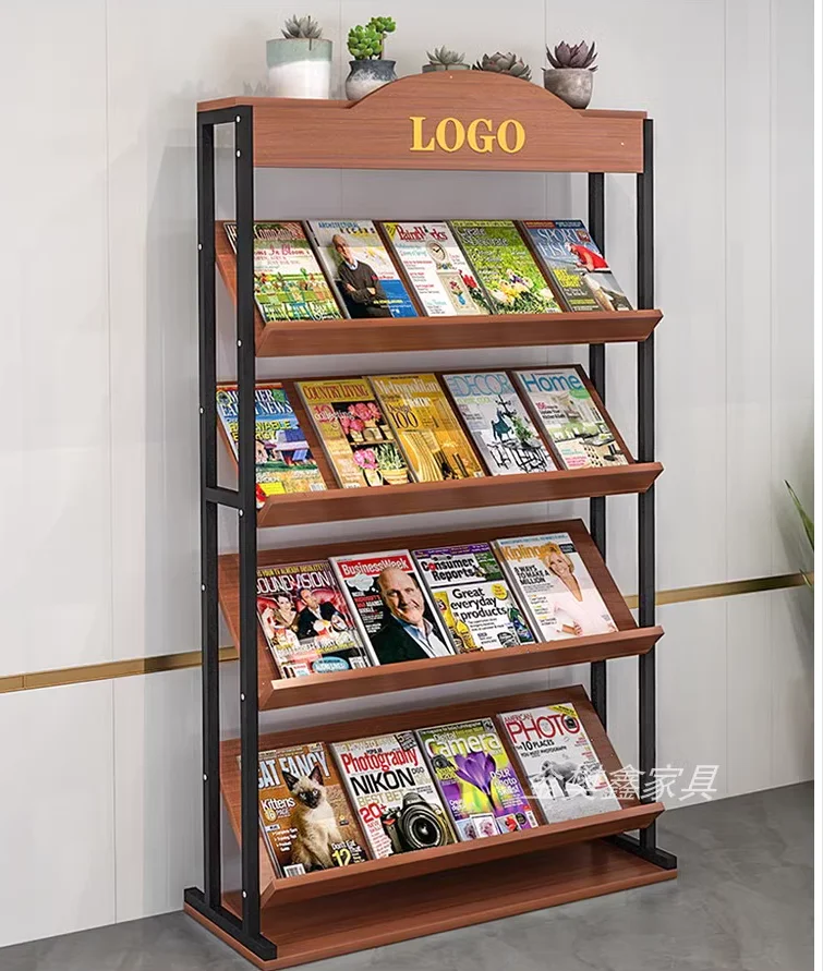 Bookshelf Newspaper stand Floor-to-ceiling magazine stand archive stand brochure display stand