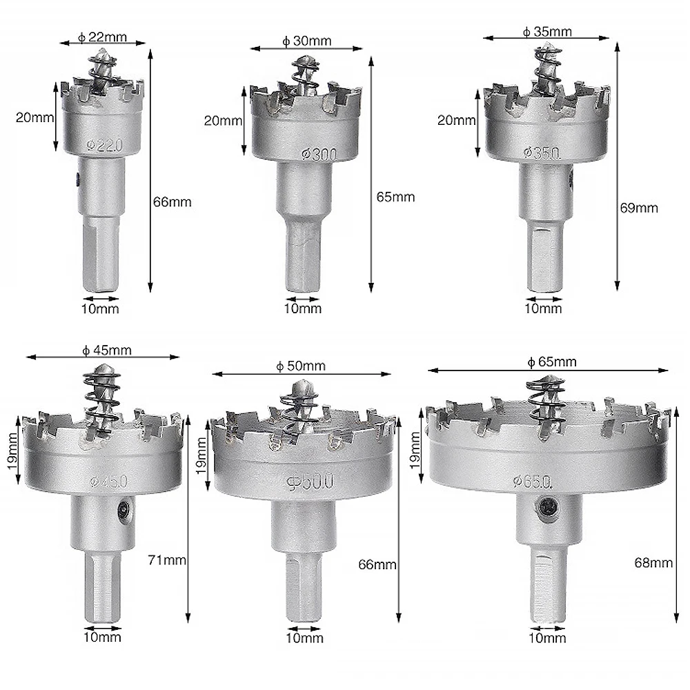 Imagem -03 - Liga Buraco Viu Conjunto de Ponta de Carboneto Tct Cortador de Metal Núcleo Broca Bit Kits para Aço Inoxidável Coroa de Perfuração de Metal Peças 2265 mm