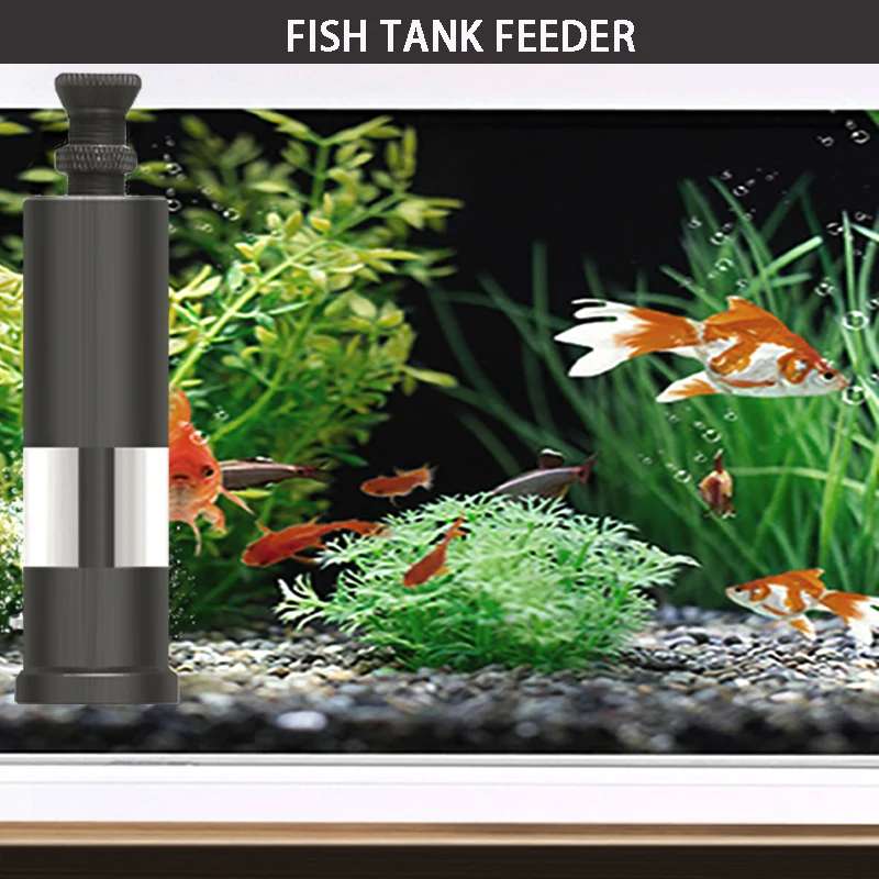 Aquarium-Fischfütterer Handgehaltener Fingerdruck-Aluminiumlegierungs-Fischfütterer DIY Mini-Fischfütterer für Kleine Mengen Quantitativer Fischfütterer – Detail 8
