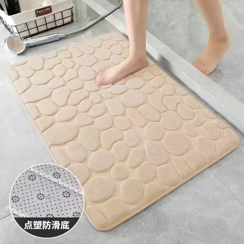 Mat Non-slip Carpets Cobblestone Embossed Bathroom Bath in Wash Basin Bathtub Side Floor Rug Shower Room Doormat Memory Foam