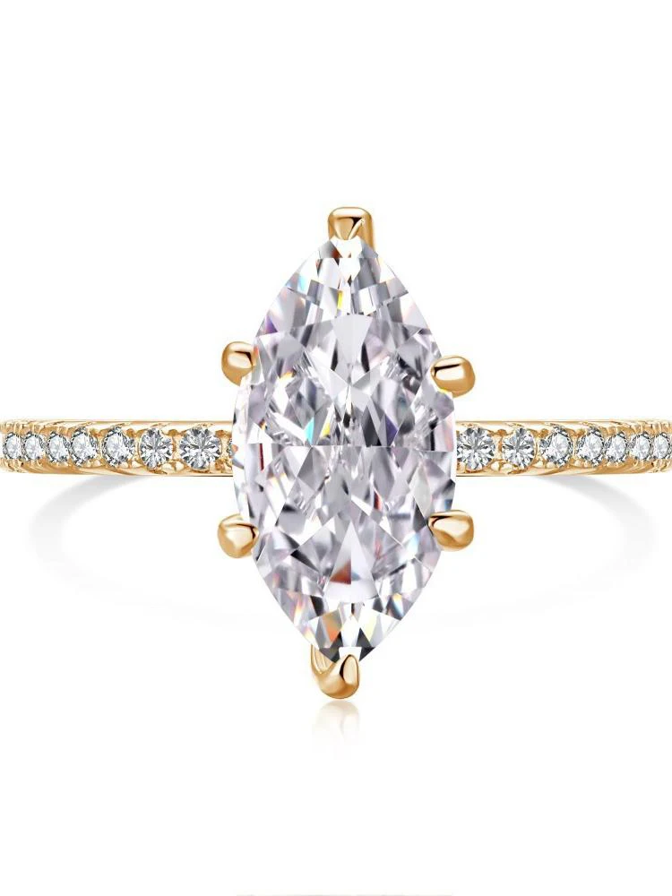925 Sterling Silber Einfache Klassische 1-3 Karat Pferd Auge Zirkon Ring Für Frauen, Verlobung, Hochzeit Luxus Hohe qualität Edlen Schmuck