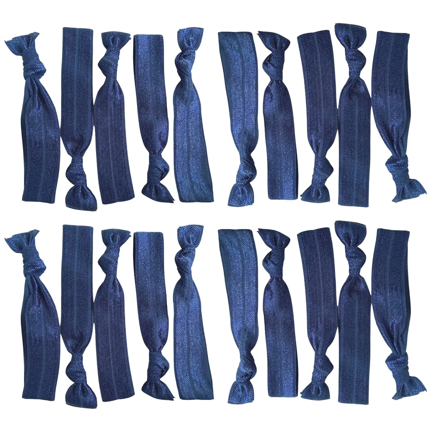 

20 No Crease Ribbon Hair Ties, Ponytail Holder Set - Navy