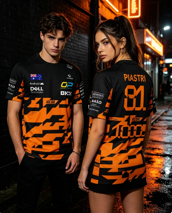 Oscar Piastri #81 Family Racing T-Shirt Quick Dry Breathable Short Sleeve Unisex Casual Sportswear for Motorsport Fans