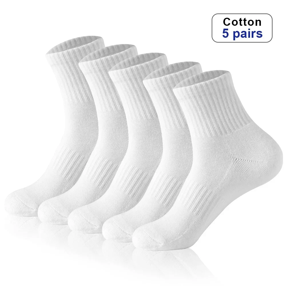 

5 Pairs High Quality Black Men Socks Deodorant solid Men Tube Socks Run Sports Socks Autumn Winter Spring Summer Plus Size 38-46