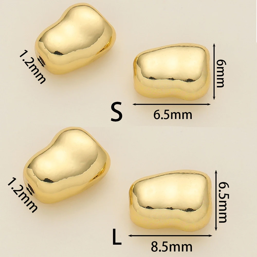 2Pcs/Pack 14/18k Gold Color Plated Irregular Shape Charms Spacer Beads for DIY Jewelry Bracelet Necklace Making Accessories
