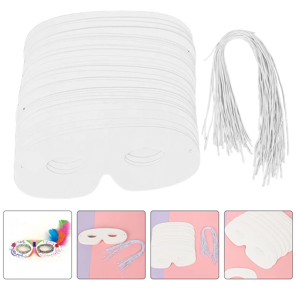 

40 Sets Bulk Face Masks DIY Masquerade Supply Pulp Paper White Costume Cosplay Accessory For Party Adults Child