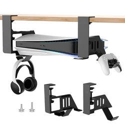 Under Table Hanging Holder For PS5 & PS5 Slim Game Console Stander Bracket Earphone Gamepad Desktop Game Controller Organizers