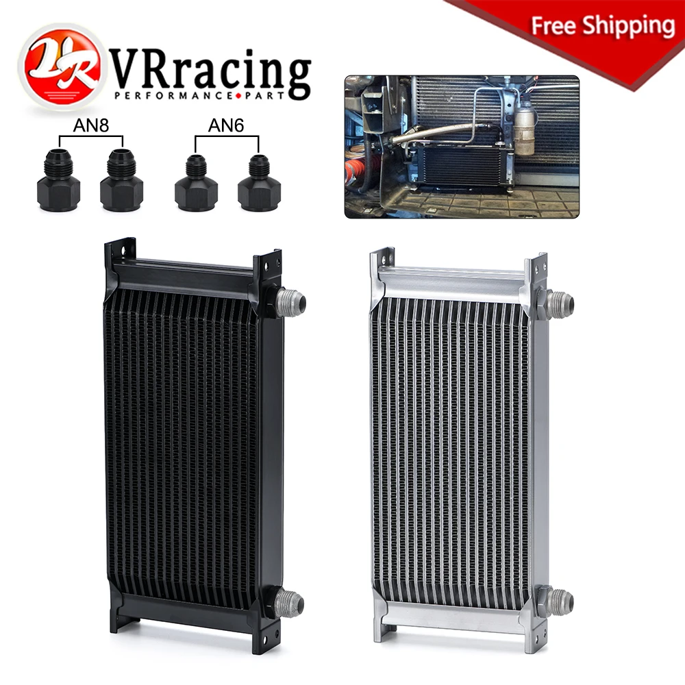 

VR - British Type Aluminum 19 Rows AN10 Universal Engine Transmission Oil Cooler with AN6 AN8 Fittings Adapters Car Accessories