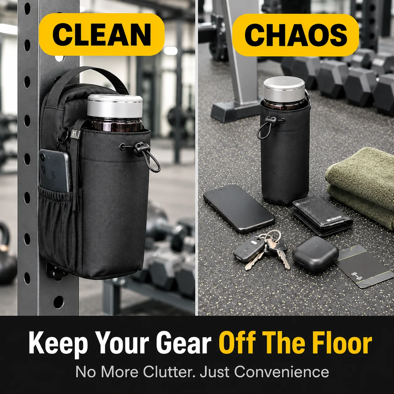Magnetic Gym Bag Large Capacity Magnetic Carrier Bag With Phone Pocket Portable Gym Water Bottle Pouch Gym Accessories Organizer