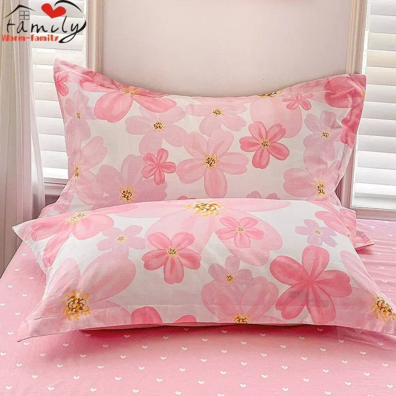 

1/2pcs 100% Cotton Pillowcases Double Solid Color 48x74cm Pillows Cover High Quality Pure Cotton Soft Bed Sleeping Pillowcases