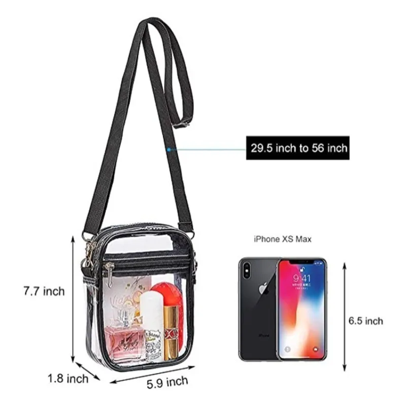 Clear Crossbody Bag Transparent Shoulder Purse With Zipper Adjustable Strap For Concert Stadium Event Travel Daily Use For Women