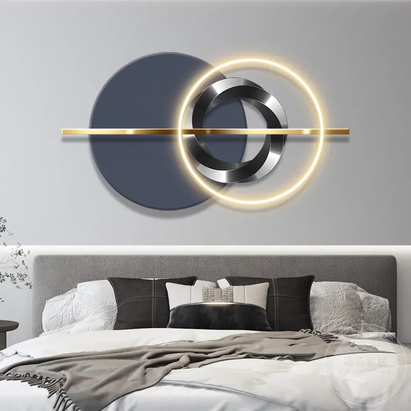 Modern minimalist bedroom decoration painting, high-end three-dimensional sandstone lamp painting
