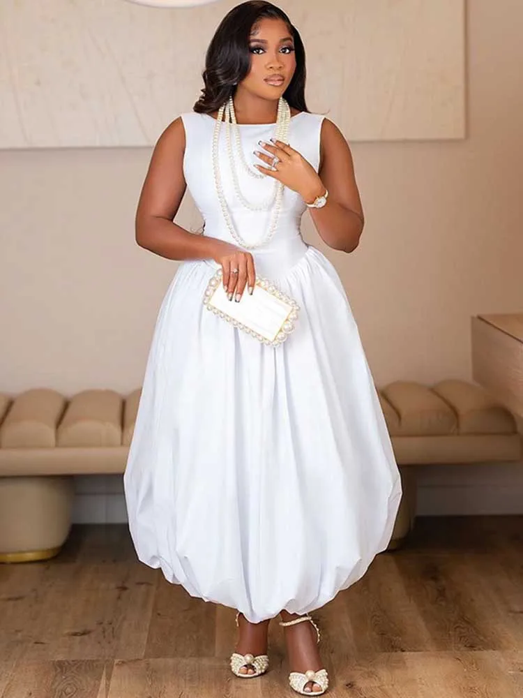 

Платья без рукавов для женщин, летнее корсетное длинное платье с высокой талией, повседневное модное белое элегантное платье, оптовая продажа, дропшиппинг