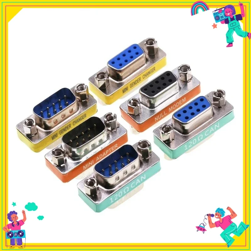 DB9/15/25/37Pin VGA Female to Female/Male to Male/Female RS232 Serial Port COM Connector Mini Gender Changer Adapter Null Modem