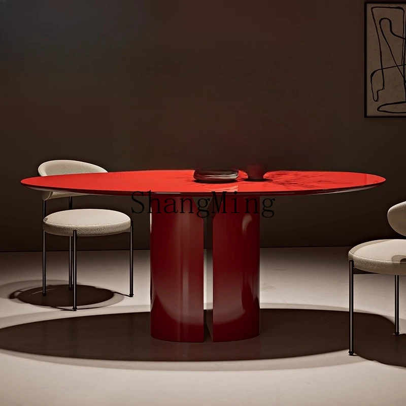 CL  Solid Wood Dining Table for Home Use, Small Apartment, Modern Luxury High-End Feel, New Oval Dining Table