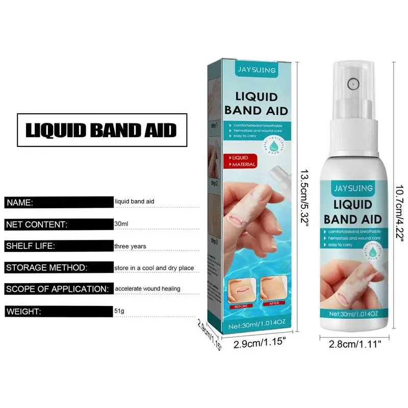 Waterproof Liquid Bandage Quick-Drying Liquid Bandaids 30ml Breathable Gel Bandages For Minor Cuts Wounds Scrapes & Cracked Skin