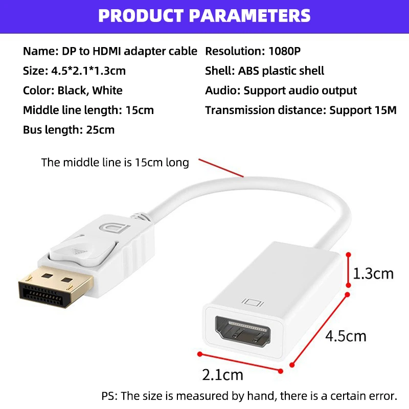 Dp do Hdmi kabel żeński Case pozłacany 4k 1080p kabel Adapter wyświetlacz konwerter duży Dp na Hdmi Tv komputer przewód połączeniowy