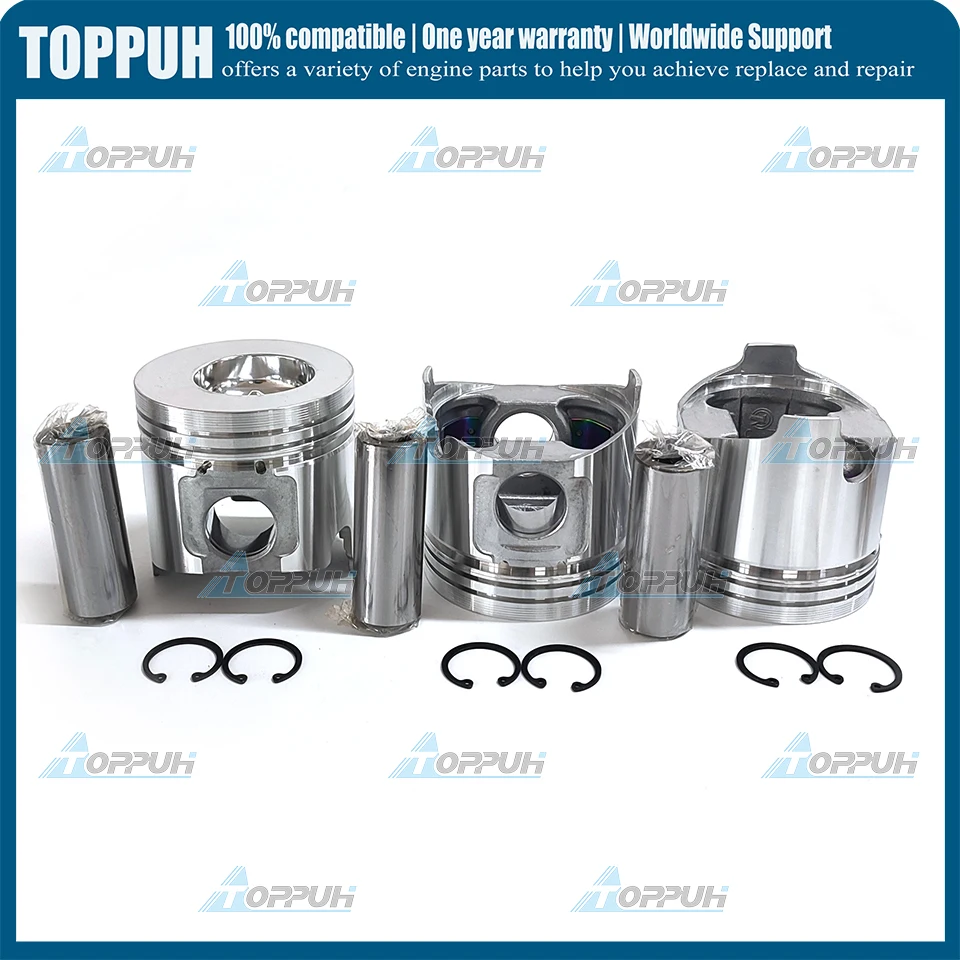 3TNE84 3 set STD Piston For Yanmar 3TNE84 Diesel Komatsu 3D84-3 PC30-1 129002-22090 84mm