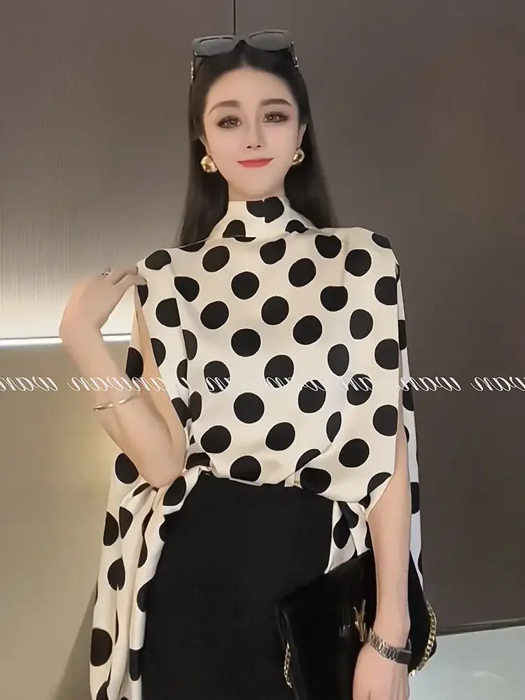 Korejepo French Polka Dot Sleeveless Shirt Women Summer 2024 New Design Sense Niche Chic Straps Foreign Style Shirt Cape Top