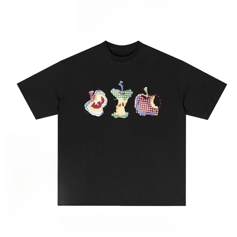 

American Trendy Brand Fun Heavyweight Pure Cotton Niche Design Sense Short Sleeved Men and Women's Popular Casual T-shirt Summer