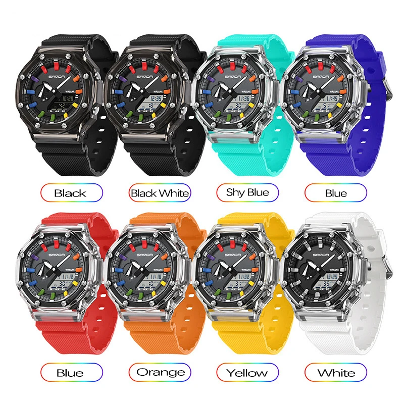 ZH137 Trendy and fashionable Men watch octagonal transparent multifunctional waterproof quartz watch，watches for man