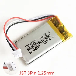 3.7V 250mAh 402035 litowo-polimerowa LiPo akumulator JST 1.25mm 3pin złącze do GPS Mp3 GPS bluetooth inteligentny zegarek