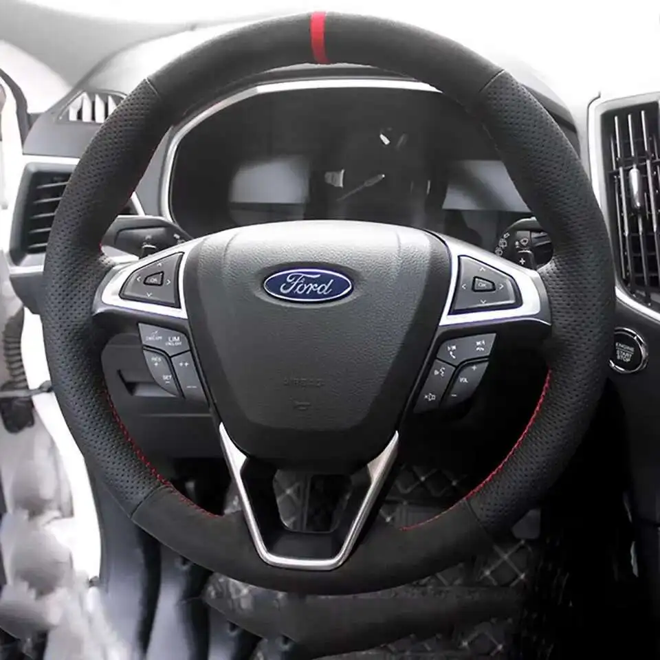 Für Ford Mondeo Fusion EDGE Lenkradabdeckung Wrap Auto Innen Auto Lenkradbezug Geflecht Kunstleder